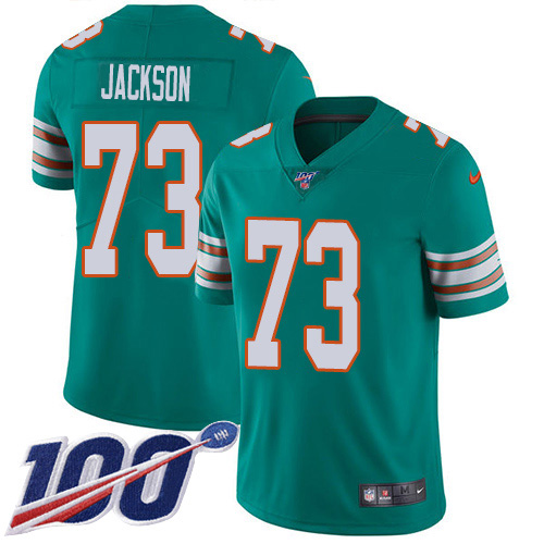 Miami Dolphins #73 Austin Jackson Aqua Green Alternate Men Stitched NFL 100th Season Vapor Untouchable Limited Jersey->miami dolphins->NFL Jersey